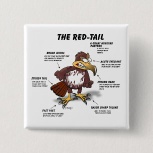 Rotschwanzbussard Cartoon Button
