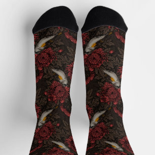 Rotschwänze in den Chrysanthemen in Braun und Rot Socken