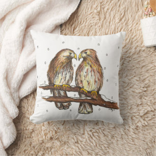 Rotschwanzhawk Birds Lovebird Watching Snow Kissen