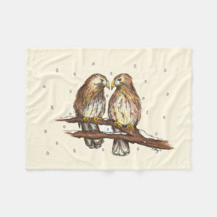 Rotschwanzvögel in Schnee Weihnachtslieder Fleecedecke