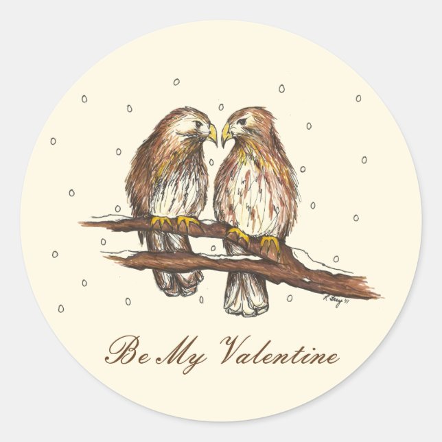 Rotschwanzvögel lieben Vögel mein Valentin Runder Aufkleber (Vorderseite)