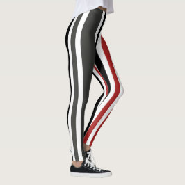 Rotschwarz Graues Muster für vertikale Streifen Leggings