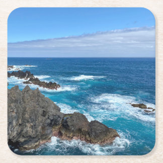 Rotsen in zee rechteckiger pappuntersetzer