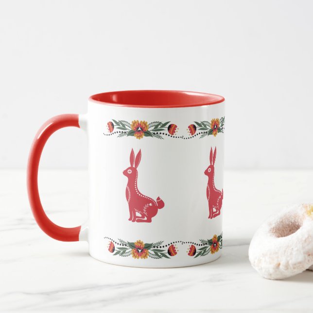 Rotskandinavisches Kaninchen Tasse (Mit Donut)