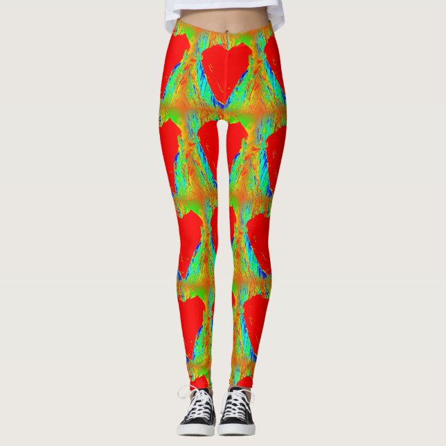 Rotsteinherzen grün leggings (Vorderseite)