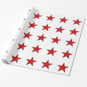 Rotsterne auf weißem Hintergrund Geschenkpapier