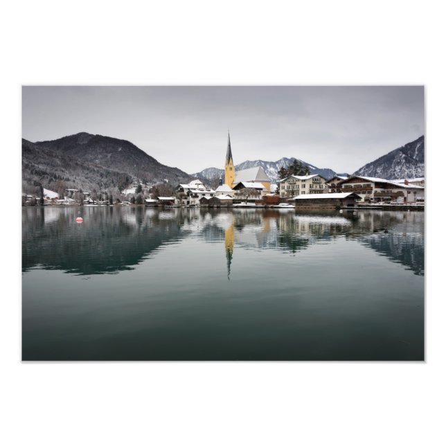 Rottach-Egern im Tegernsee, Bayern im Winter Fotodruck (Vorne)
