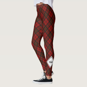 Rottartan Weihnachtsmuster personalisieren Monogra Leggings