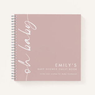 Rotte Text Dusty Rose Oh Baby Shower Gästebuch Notizbuch