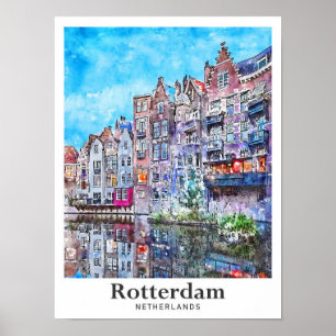 Rotterdam Niederlande Reisen Wasserfarbenhandzeich Poster
