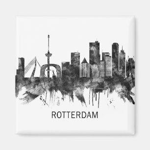 Rotterdam Niederlande Skyline BW Magnet