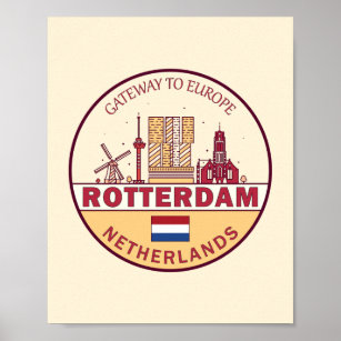 Rotterdam Niederlande Skyline Emblem Poster