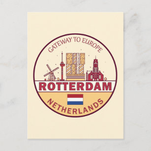 Rotterdam Niederlande Skyline Emblem Postkarte