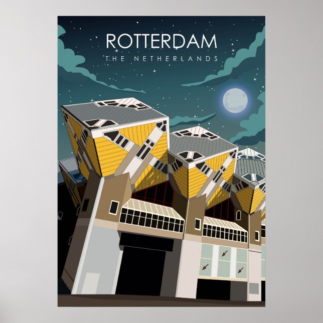 Rotterdam Vintage Minimal Dutch Travel Poster (Devant)