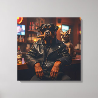 Rottie Cool mit Cigar Leinwanddruck