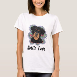 Rottie Liebes-T-Shirt – Whimsical Rottweiler Kunst T-Shirt