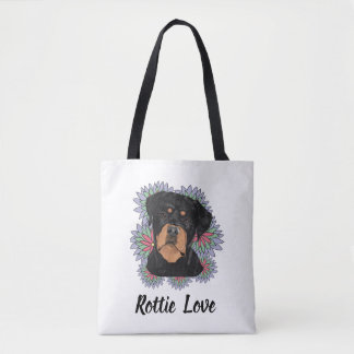 Rottie Love-Tasche – Whimsical Rottweiler Kunst Tasche