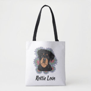 Rottie Love Whimsical Rottweiler Kunst Tasche