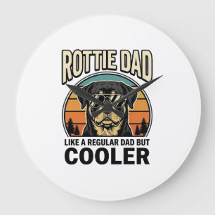 Rottie Papa wie ein normaler Papa, aber cooler Des Große Wanduhr