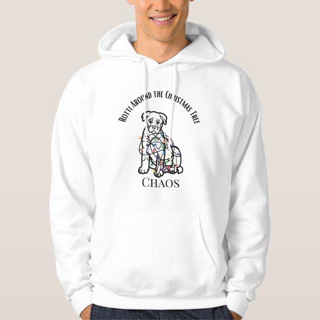 Rottie, Rottweiler Weihnachtsleuchten nach Maß Hoodie (Vorderseite)