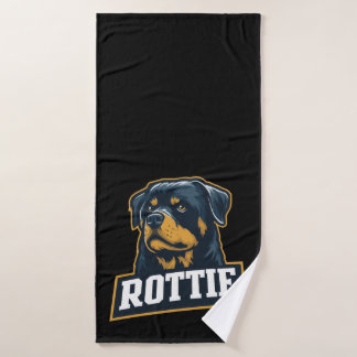 Rottie – Starkes Rottweiler Portrait Badehandtuch