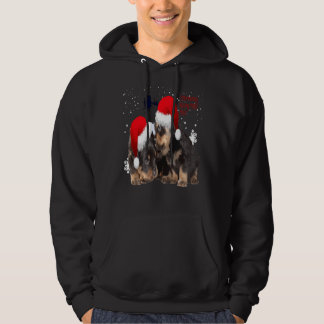 Rottie White Christmas mit Santa Claus Sleigh Hoodie
