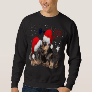 Rottie White Christmas mit Santa Claus Sleigh Sweatshirt