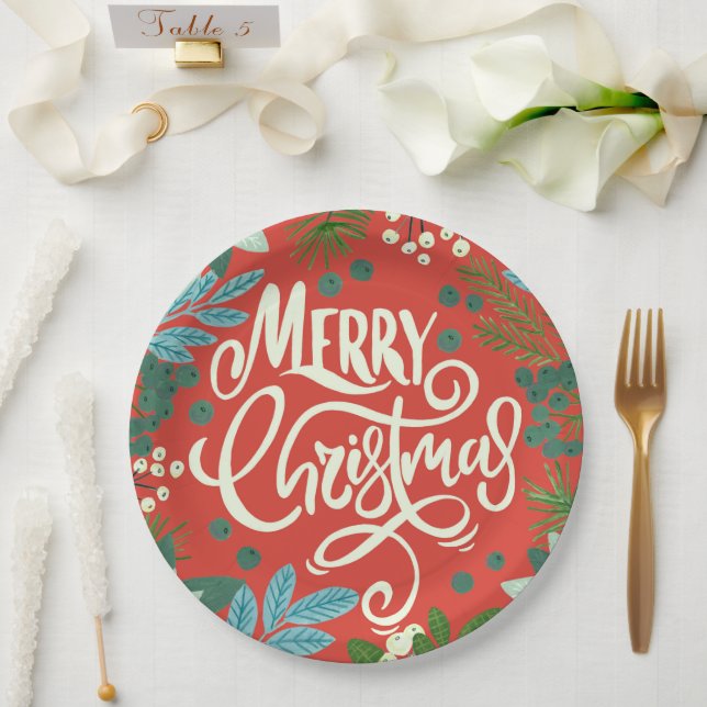 Röttliche Weihnachten Pappteller (Hochzeit)
