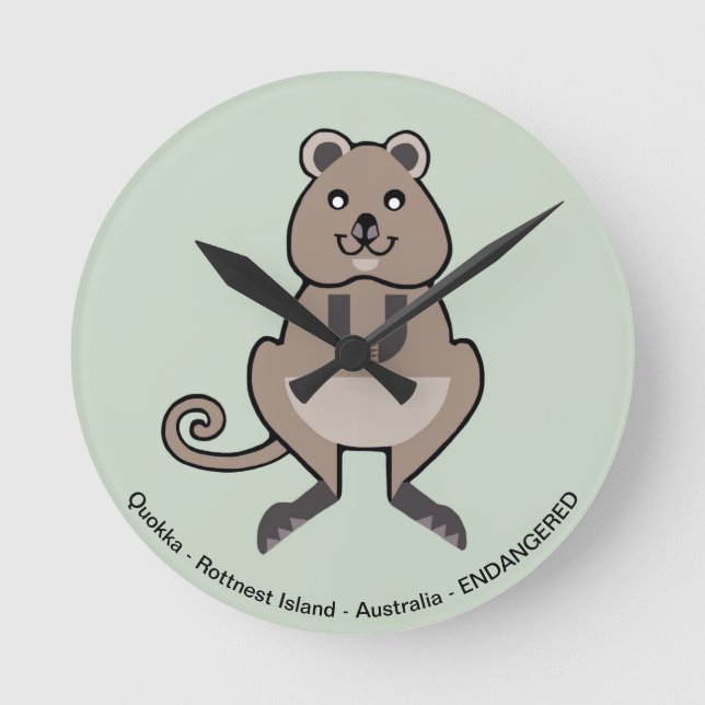 Rottnest Island - Niedlicher glücklicher QUOKKA - Runde Wanduhr (Vorderseite)