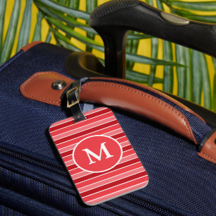 Rottöne und weiß gestreifte Monogramme Gepäckanhänger
