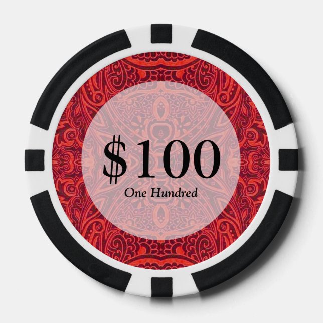 Rottribal-Damastmuster Pokerchips (Vorderseite)