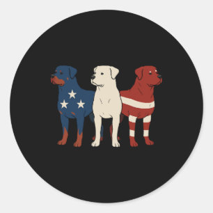 Rottweiler 4. Juli Hunde Liebhaber Männer USA-Flag Runder Aufkleber