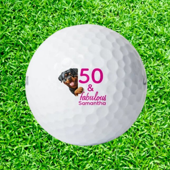 Rottweiler 50th Birthday   Golfball (Celebrate a Rottweiler lover’s 50th birthday with personalized golf balls. A thoughtful, unique gift)