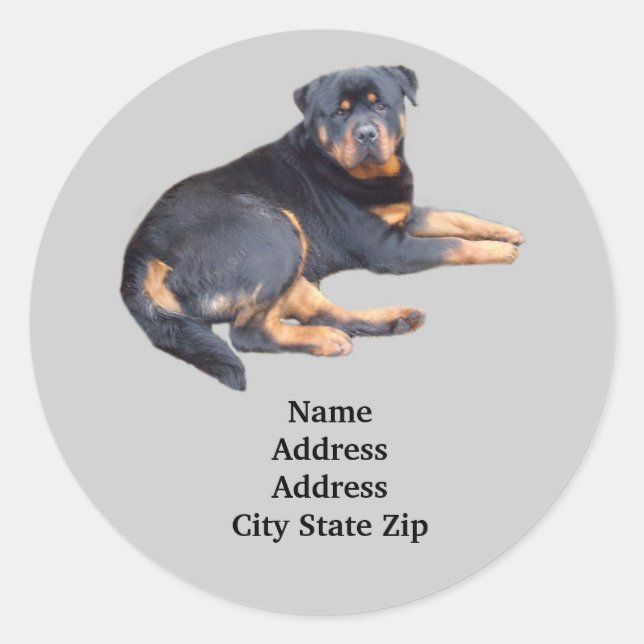 Rottweiler-Adressenkennzeichen Runder Aufkleber (Vorderseite)