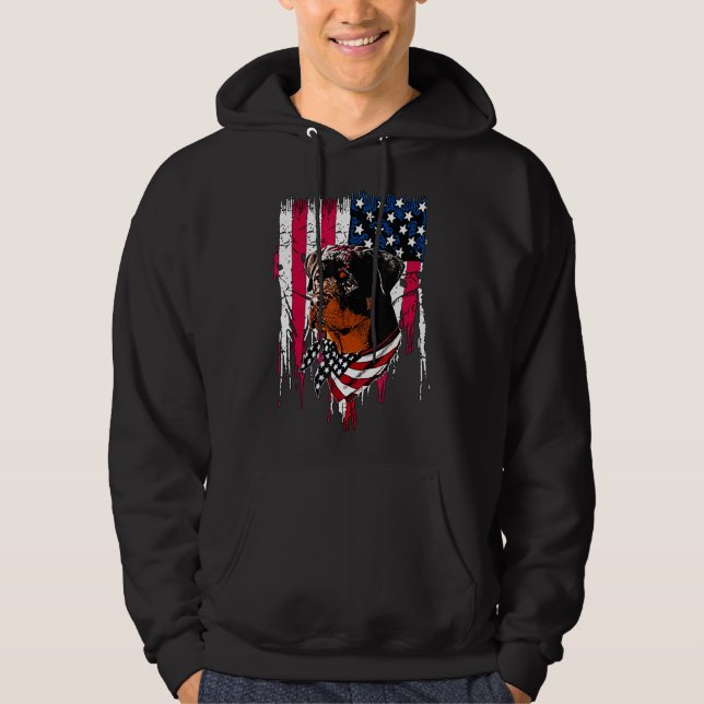 Rottweiler-Amerikanische Flagge Hoodie (Vorderseite)