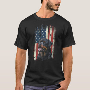 Rottweiler-Amerikanischer Flag Patriotischer Hund T-Shirt