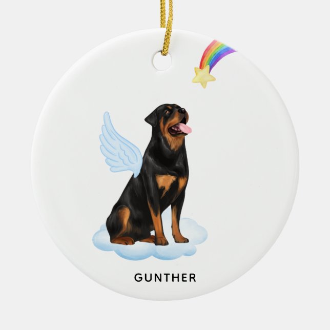 Rottweiler Angel Personalisiert Hundeschema Keramik Ornament (Vorne)