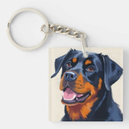 Rottweiler | Aquarell-Haustiermalerei Hund Schlüsselanhänger