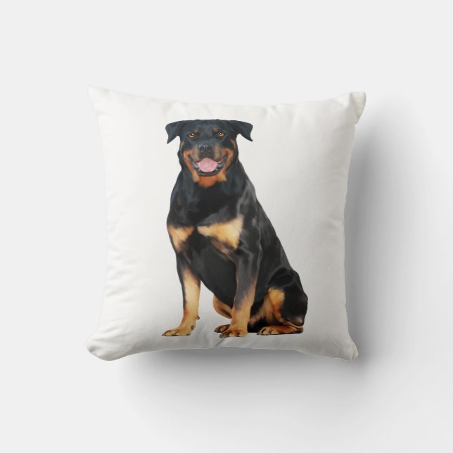 Rottweiler Aquarellmalerei Kissen (Vorderseite)