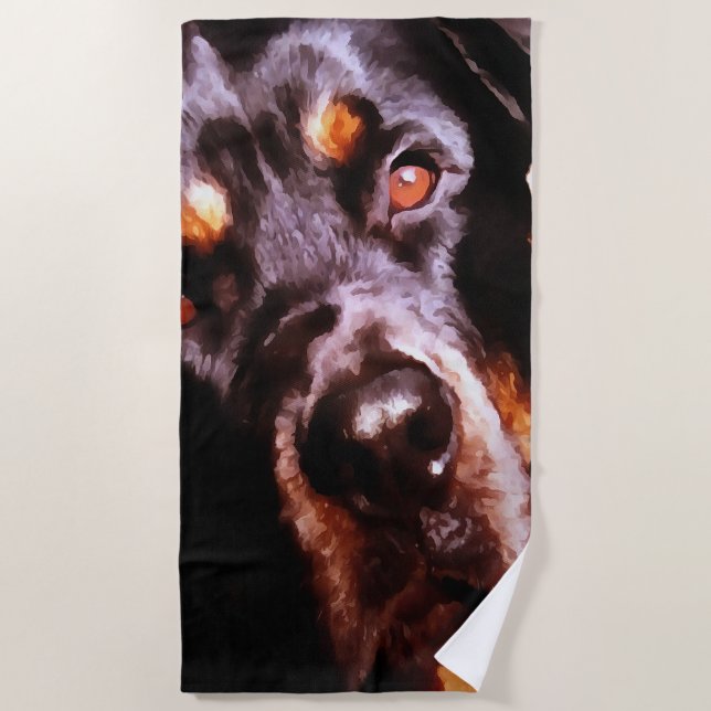 Rottweiler Artistic Pet Portait Strandtuch (Vorderseite)