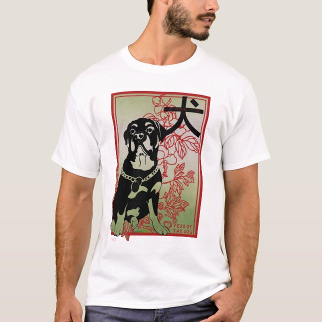 Rottweiler Asian Inspiriert Illustration T-Shirt (Vorderseite)