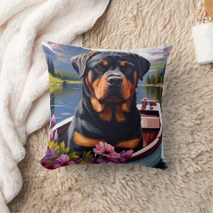 Rottweiler auf dem Paddle: Ein Landschaftliches Ab Kissen