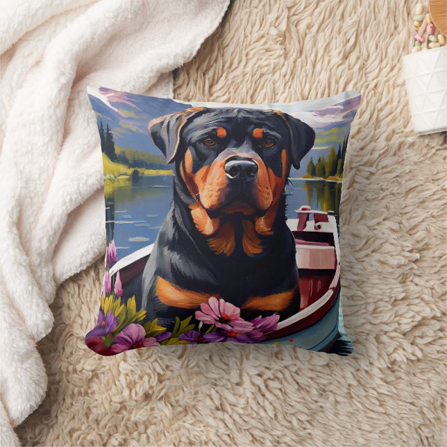 Rottweiler auf dem Paddle: Ein Landschaftliches Ab Kissen (Decke)