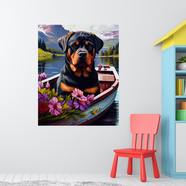 Rottweiler auf dem Paddle: Ein Landschaftliches Ab Poster (Kinderzimmer 1)