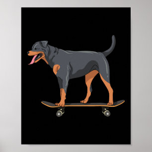 Rottweiler auf Skateboard Süßer Skater-Hund-Welpen Poster