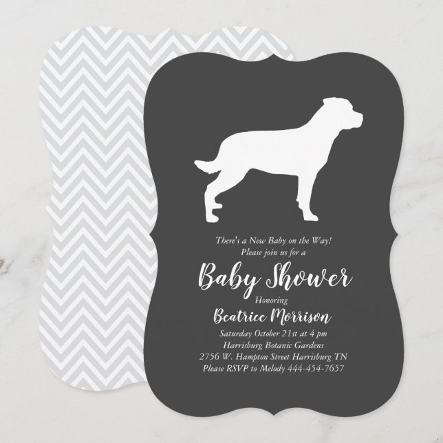 Rottweiler Baby Duwer Gender Neutral Rottie Einladung (Vorne/Hinten)