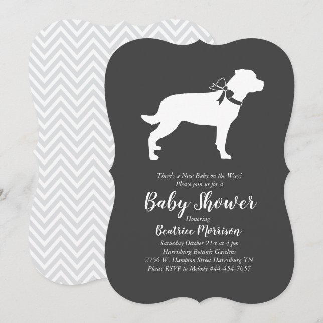 Rottweiler Baby Duwer Gender Neutral Rottie Einladung (Vorne/Hinten)