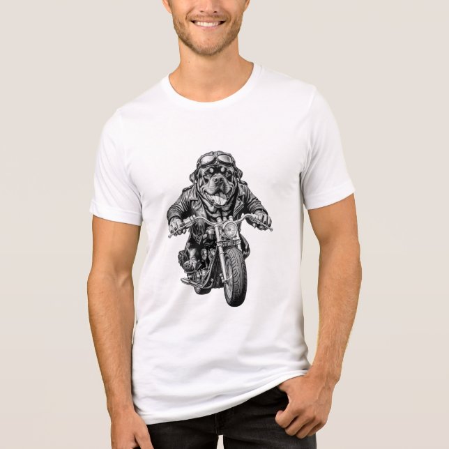 Rottweiler Biker Dog Tri-Blend Shirt (Vorderseite)