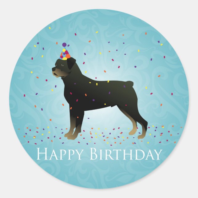 Rottweiler Birthday Design Runder Aufkleber (Vorderseite)