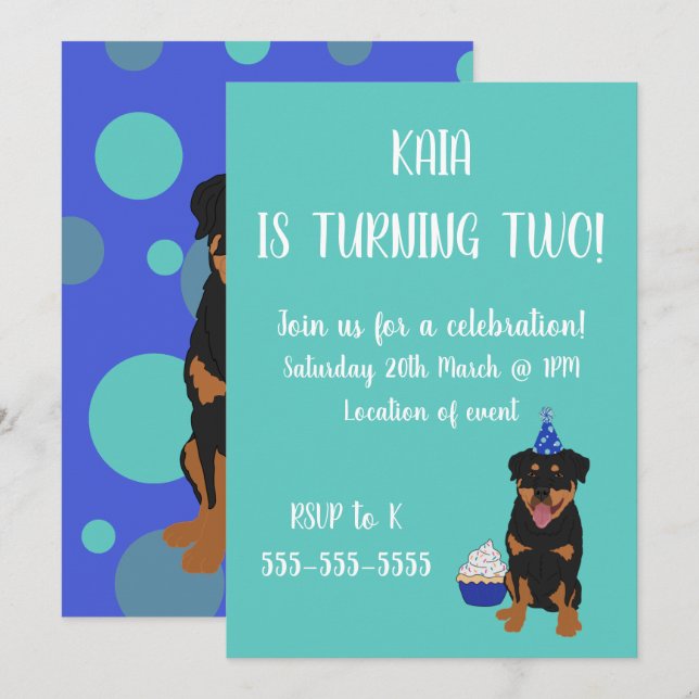 Rottweiler Birthday Einladung (Vorne/Hinten)